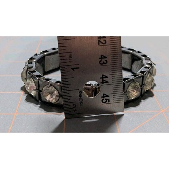 Crystal Rhinestone Dark Metal Bangle Bracelet Bling Costume - Picture 12 of 16
